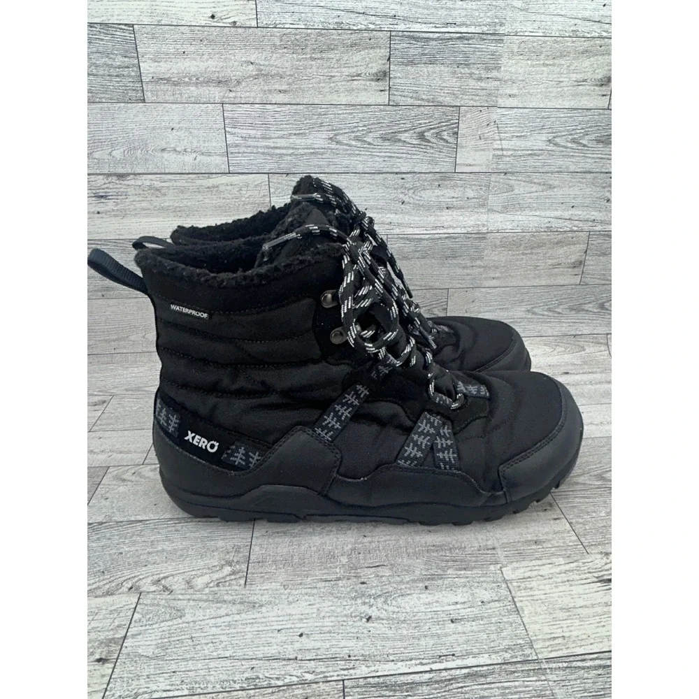 Xero Shoes Alpine Men Snow Boots Black Waterproof Minimalist Zero Drop Size 10